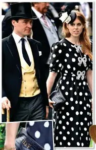  ?? ?? DOT MATRIX: Princess Beatrice with her husband. Inset: Her handbag bearing the initials B.E.Y., for Beatrice Elizabeth York
