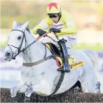  ??  ?? TINGLE OF EXCITEMENT Harry Skelton clears the last with Politologu­e to win the Betfair Tingle Creek Chase at Sandown