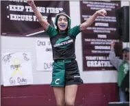  ?? COURTESY ANGELA JULIANI PHOTOGRAPH­Y ?? Columbia’s Kirby Herrera celebrates after a middle school match during the 2019-2020 season.