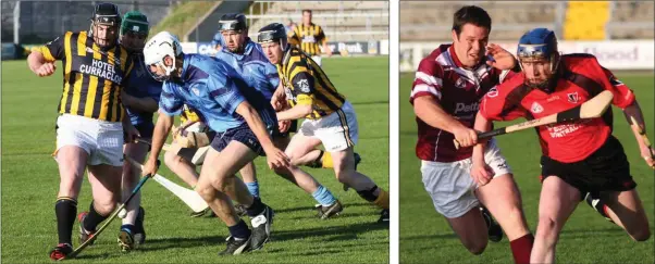  ??  ?? Darragh Ryan cutting out the progress of Stephen Banville during his comeback club game in 2005.
Paul Wilson of St. Martin’s tackles Willie Whelan (Oulart-The Ballagh).
