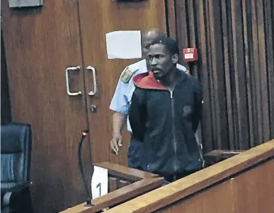  ?? / PETER RAMOTHWALA ?? Alleged serial rapist Khutso Mailoane appears in the South Gauteng High Court in Johannesbu­rg. He has been denied bail and his trial resumes on April 16 2018 .