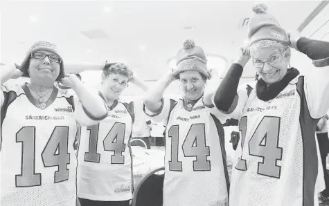  ?? DON HEALY/Leader-Post ?? From left: Lisa Duncan, Barb Obed, Colleen Lorenzen and Marilyn Young. They are among the five winners announced Friday, of the 2014 Cameco Touchdown for Dreams program, which grants wishes to women battling cancer. Absent from the photo is Leslie...