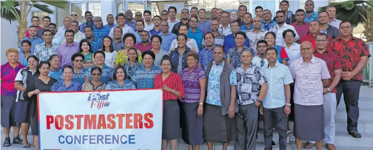  ??  ?? Close to 100 workers of Post Fiji gathered at The Pearl Resort, Spa and Championsh­ip Golf Course yesterday for the annual post masters conference.