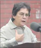  ?? PETE BANNAN - MEDIANEWS GROUP ?? Kathryn Kolbert speaks about the threat to women’s health care with the nomination of Amy Coney Barrett to the Supreme Court. Kolbert argued before the Supreme Court in Planned Parenthood v. Casey which has been credited with saving Roe v. Wade.