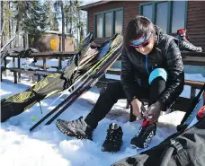  ??  ?? Four-time Olympian and Canadian Sports Hall of Fame member Sharon Firth learned to ski while she was a student at a residentia­l school in Inuvik.