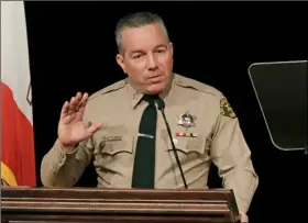  ?? AP FILE PHOTO/JAE C. HONG ?? In this 2018 file photo, Los Angeles County Sheriff Alex Villanueva speaks during a ceremony in Monterey Park, Calif.