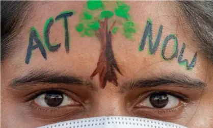  ?? Photograph: Narendra Shrestha/EPA ?? A Nepalese climate change protest in Kathmandu, Nepal this week. It will be too late to increase ambitions in 2025, Christina Figueres argues.