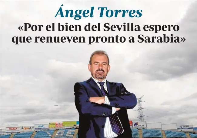  ?? ÁNGEL DE ANTONIO ?? El presidente del Getafe, Ángel Torres, posa en el Coliseum Alfonso Pérez