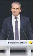  ?? Picture: AAP ?? RIGHT AT HOME: The Commonweal­th Bank CEO, Matt Comyn, addresses shareholde­rs at the bank’s AGM yesterday.