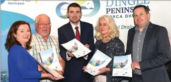  ??  ?? Minister for Transport, Tourism and Sport Brendan Griffin TD launching Ireland’s first Marine Tourism Strategy with Caroline Boland Dingle Peninsula Tourism Alliance, Kevin Flannery FLAG, Vera O’Donovan BIM and Tom O’Leary of O’Leary Associates in The...