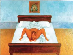  ??  ?? Una de las pinturas de Frida Kahlo, respecto a su experienci­a con la maternidad.