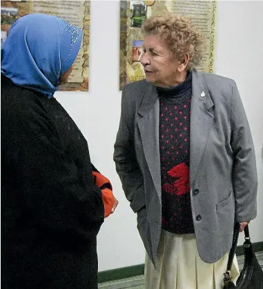  ?? IAIN McGREGOR/STUFF ?? Janet Franks, in her capacity as a member of Waikato’s NZ Russian Friendship Society, attends a mosque open day in Hamiltion in 2007. By her midteens, she could speak English, Russian and Cantonese fluently, while holding her own in Portuguese, German and Japanese.