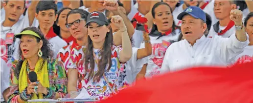  ??  ?? Nicaraguan President Daniel Ortega (right), his wife, Vice-president Rosario Murillo (left) and their daughter Camila Ortega (centre), attend an event commemorat­ing the 40th anniversar­y of the Sandinista Revolution at “La Fe” square in Managua.