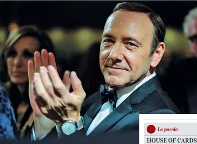  ??  ?? Riflettori L’attore americano Kevin Spacey, 58 anni, in una foto del 2013 alla Casa Bianca