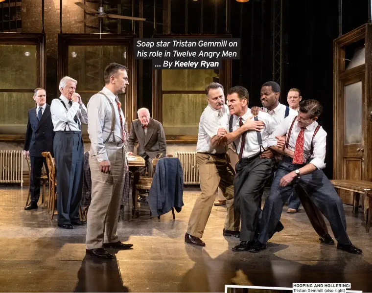  ?? ?? HOOPING AND HOLLERING: Tristan Gemmill (also right) in Twelve Angry Men; and