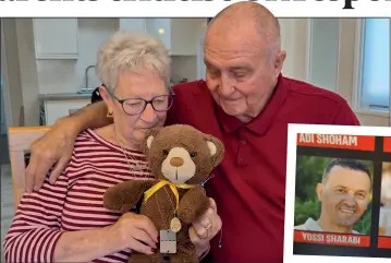  ?? ?? ‘The pain will never go away’: Gill and Peter Brisley with their daughter’s teddy bear; (inset) Eli and his brother Yossi