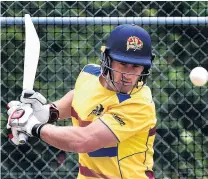  ?? PHOTO: PETER MCINTOSH ?? Don’t mention duck . . . Veteran Otago batsman Neil Broom prepares to avoid a delivery during a training session at Logan Park yesterday.