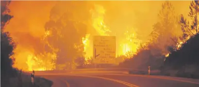  ?? Picture: EPA ?? KILLER BLAZE. Flames rise during a forest fire in Pedrogao Grande, Leiria District, centre of Portugal, on Saturday. Hundreds of firemen and two planes are trying to extinguish the fire.