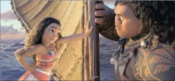  ?? PICTURE: AP ?? Disney shows characters Maui, voiced by Dwayne Johnson, right, and Moana, voiced by Auli’i Cravalho, in a scene from the animated film, Moana.
