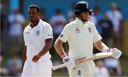  ??  ?? West Indies’ Shannon Gabriel and Joe Root have exchanged words in the third Test. Photograph: PaulChilds/Action Images via Reuters
