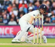  ?? AFP ?? England skipper Joe Root completes a run after play resumed on the second day of the second Test at Leeds yesterday.