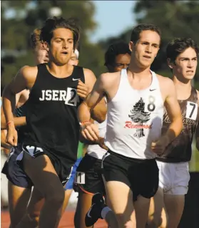  ?? Erik Taylor/1ststring.com ?? Liam Anderson of Redwood-Larkspur powered to a 1,600-meter trials win in 4 minutes, 12.20 seconds at the CIF State Track and Field Championsh­ip.