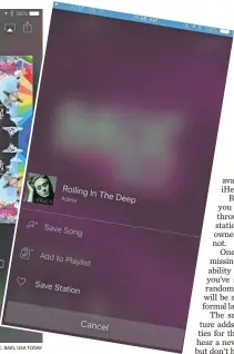  ??  ?? Beta snag: Tapping the save song option didn’t work with Adele in this case.