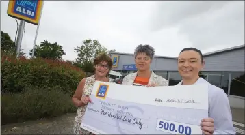  ??  ?? Ann Redmond, Friends of Gorey District Hospital’s Secretary; Eileen Stafford, Friends of Gorey District Hospital’s Treasurer and Elaine Doyle, Aldi’s Gorey store.