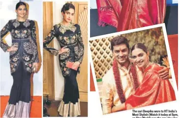  ?? PHOTO: INSTAGRAM/DEEPIKAPAD­UKONE ?? Sonam Kapoor has also repeated outfits in the past The sari Deepika wore to HT India’s Most Stylish (Watch it today at 5pm, on Star World) was the one she also wore to a friend’s wedding