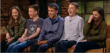  ??  ?? The Cassidy quins from Bridgetown on the Late Late Show.