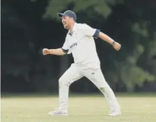  ?? ?? Hayling’s Billy Younghusba­nd celebrates a wicket against Clanfield.