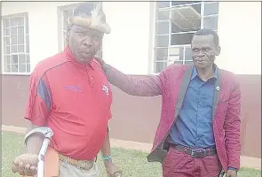 ?? (File pic) ?? Lobamba Bhekisisa Bhembe (R) and his Sithembiso Nhlabatsi after winning the elections in 2018.