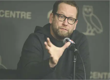  ?? VERONICA HENRI ?? Speaking at his end-of-season news conference on Monday, Raptors coach Nick Nurse says “we've gotta get some depth” on the team.