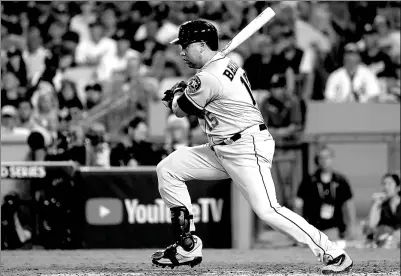  ?? MATT SLOCUM / AP ?? Houston Astros' Carlos Beltran takes a cut during Game 1 of last month’s World Series against the Los Angeles Dodgers. The 40-year-old outfielder/DH, a nine-time All-Star, announced his retirement from baseball on Monday.