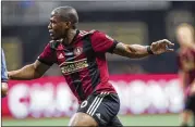  ?? REANN HUBER / REANN.HUBER@AJC.COM ?? Midfielder Darlington Nagbe, who suffered an adductor injury June 24 and was expected to miss 2-3 months, is getting closer to a return.