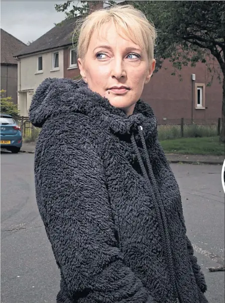  ??  ?? Former resident Nicola Bernard in Park Crescent, Sauchie where her son saw a poltergies­t