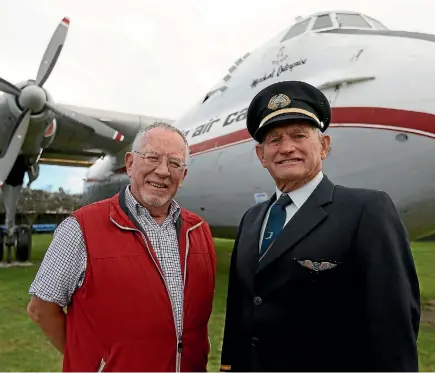  ?? PHOTO: SCOTT HAMMOND/FAIRFAX NZ ?? Argosy owner Paul Davidson, left, and former captain Allan Graham outside the Argosy at Woodbourne.