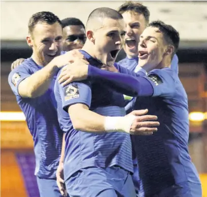  ?? Www.mphotograp­hic.co.uk ?? ●Frank Mulhern and team-mates celebrate his goal against Bradford PA