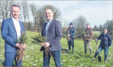  ?? (Pic: O’Gorman Photograph­y) ?? Pictured at the launch of Dairygold’s Biodiversi­ty Tree Planting Programme in Ballylande­rs, County Limerick are Conor Galvin, CEO and John O’Gorman, chairman with host John Fox, Stephen O’Mahony from Dairygold’s project partners Trees on the Land and Ciara Donovan, Dairygold Sustainabi­lity Advisor.