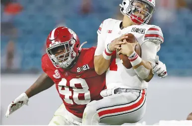 ?? CRIMSON TIDE PHOTOS ?? Alabama fifth-year senior defensive end Phidarian Mathis is ready for a strong finish to his Crimson Tide career after amassing 31 tackles and five tackles for loss for last season’s national champions.
