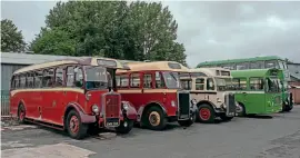  ??  ?? Vintage double and single-deckers outside Bridgnorth station.