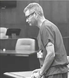  ?? FILE PHOTO BY RANDY HOEFT/YUMA SUN ?? CRAIG GILLESPIE LEAVES YUMA JUSTICE COURT in March after appearing before Judge Pro-Tempore Darci Weede. Police said Gillespie – was in his first season as the coach of the girls soccer team at Yuma Catholic – had allegedly solicited a female student to engage in sex in March 2019.