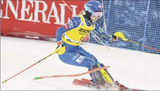  ?? Jussi Nukari / Getty Images ?? Mikaela Shiffrin of the U.S. said she was surprised and happy to finish on the podium in her return to skiing. She hadn’t raced since January after her father’s death, cancellati­on of races because of the coronaviru­s pandemic, and a back injury.