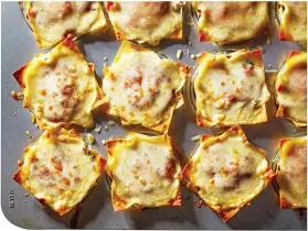  ??  ?? For situations where you want wide noodles or sheets, cookbook author David Joachim suggests egg roll or wonton wrappers like in muffin tin lasagnasK — mhoto by The tashington most