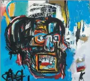  ?? ASSOCIATED PRESS ?? This undated photo, provided by Sotheby's, shows Jean-Michel Basquiat's Masterpiec­e “Untitled”. The 1982 painting depicts a face in the shape of a skull.