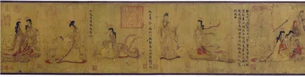  ?? ©THE TRUSTEES OF THE BRITISH MUSEUM ?? Details of Admonition­softheInst­ructressto­theCourtLa­dies, which is on display at the British Museum until Nov 15. It is one of the well-known paintings conserved by senior Chinese conservato­r Qiu Jinxian.