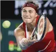  ?? HAMISH BLAIR — THE ASSOCIATED PRESS ?? Aryna Sabalenka was stunned by Kaia Kanepi in the fourth round of the Australian Open on Monday.