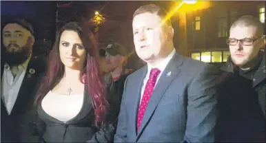  ??  ?? Britain First leaders Jayda Fransen and Paul Golding outside Folkestone Magistrate­s’ Court