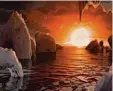  ??  ?? So sieht die Oberfläche des Exoplanete­n Trappist 1f möglicherw­eise aus.