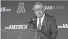  ?? STEW MILNE, AP ?? Commission­er Mike Aresco says the AAC is at “a critical period.”